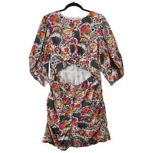 Rhode Isla Lamu Multicolor Cotton Cut Out Mini Dress Size 12